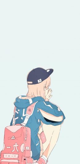 [2436x1125]女孩 插图 背影 潮流 苹果手机动漫壁纸图片