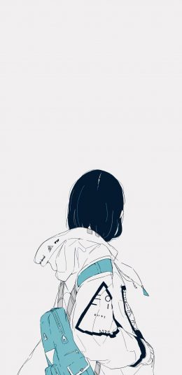 [2436x1125]女孩 插图 背影 潮流 搭配 苹果手机动漫壁纸图片