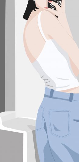 [2436x1125]女孩 插图 自拍 潮流 苹果手机动漫壁纸图片