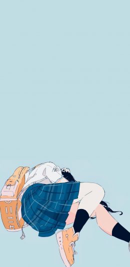 [2436x1125]女孩 插图 躺着 潮流 搭配 苹果手机动漫壁纸图片