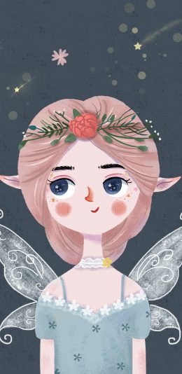 [2436x1125]女孩 插画 小翅膀 精灵耳 苹果手机动漫壁纸图片