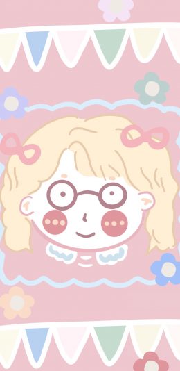 [2436x1125]女孩 粉 色彩 涂鸦 苹果手机动漫壁纸图片