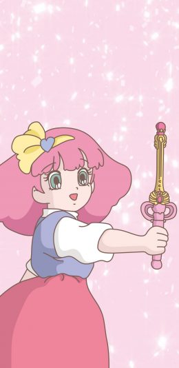 [2436x1125]女孩 粉色 魔法棒 卡通 苹果手机动漫壁纸图片