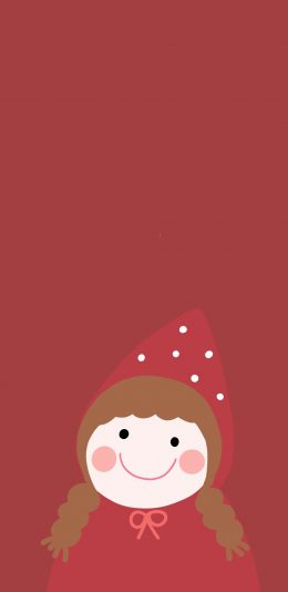 [2436x1125]女孩 红 卡通 可爱 苹果手机动漫壁纸图片