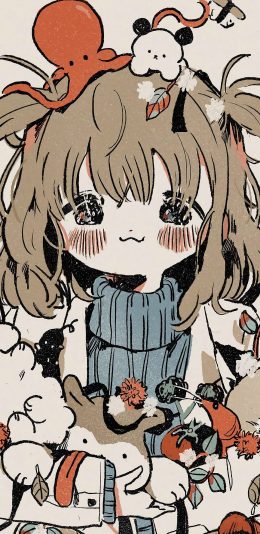 [2436x1125]女孩 绘画 色彩 二次元 苹果手机动漫壁纸图片