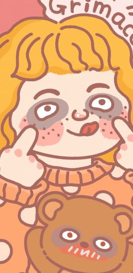 [2436x1125]女孩 胖墩 grimace 小熊 苹果手机动漫壁纸图片