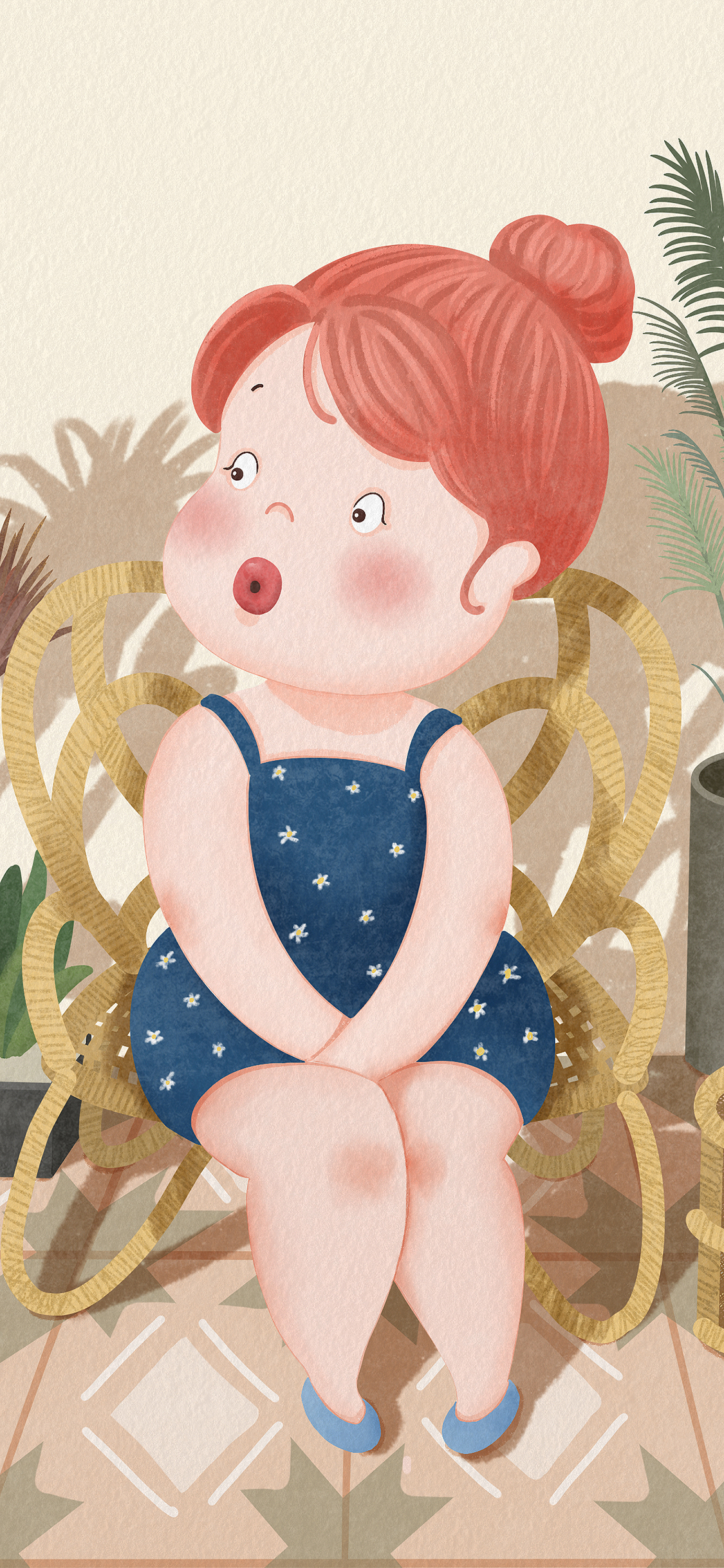 [2436×1125]女孩 胖妞 可爱 乖巧 苹果手机动漫壁纸图片