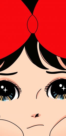 [2436x1125]女孩 苦恼 蝴蝶结 卡通 苹果手机动漫壁纸图片