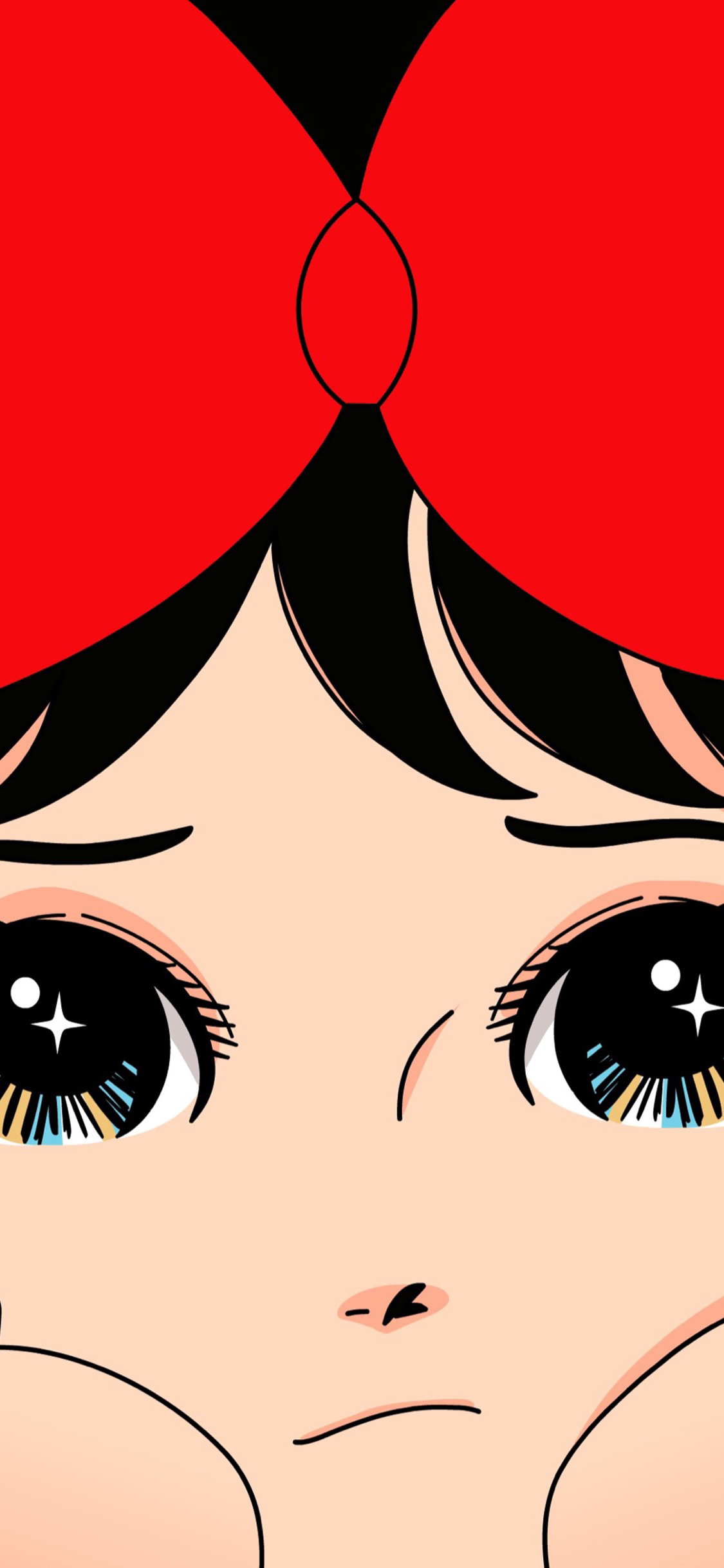 [2436×1125]女孩 苦恼 蝴蝶结 卡通 苹果手机动漫壁纸图片