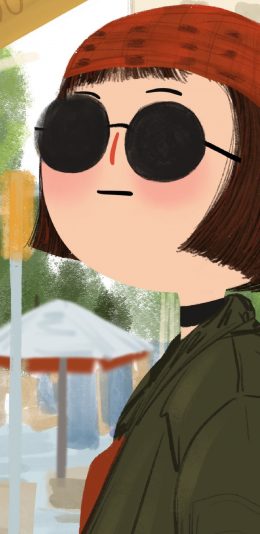 [2436x1125]女孩 这个杀手不太冷 墨镜 卡通 苹果手机动漫壁纸图片