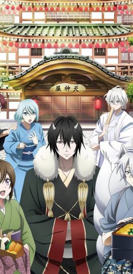 [2436x1125]妖怪旅馆营业中 漫画 大老板 鬼神 银次 九尾狐 苹果手机动漫壁纸图片