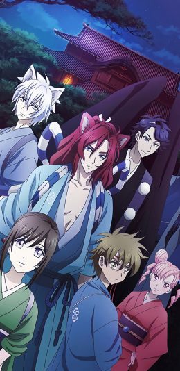 [2436x1125]妖怪旅馆营业中 漫画 大老板 鬼神 银次 九尾狐 合照 苹果手机动漫壁纸图片