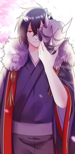 [2436x1125]妖怪旅馆营业中 漫画 大老板 鬼神 面具 苹果手机动漫壁纸图片