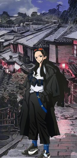 [2436x1125]妮可·罗宾 海贼王 漫画 潮服 苹果手机动漫壁纸图片