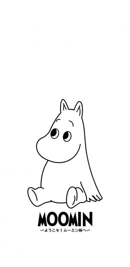 [2436x1125]姆明 黑白 卡通 精灵Moomin 可爱 苹果手机动漫壁纸图片