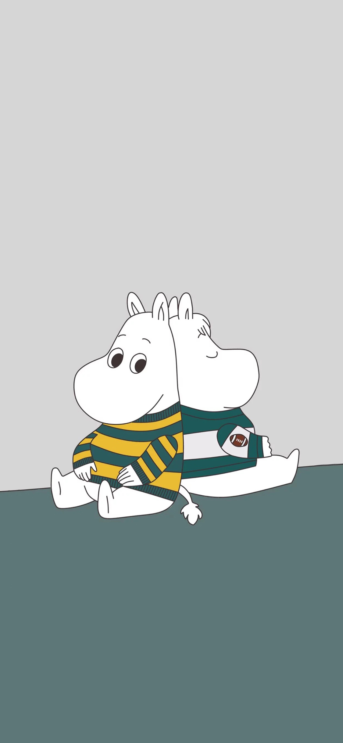 [2436×1125]姆明一族 动画片 河马 卡通 苹果手机动漫壁纸图片