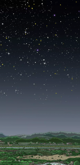 [2436x1125]姜草 魔女 漫画 场景 星空 夜 苹果手机动漫壁纸图片