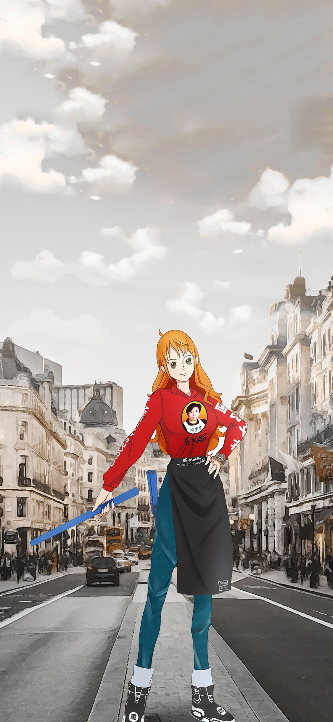 [2436×1125]娜美 海贼王 动画 时尚 潮服 街道 日本 苹果手机动漫壁纸图片