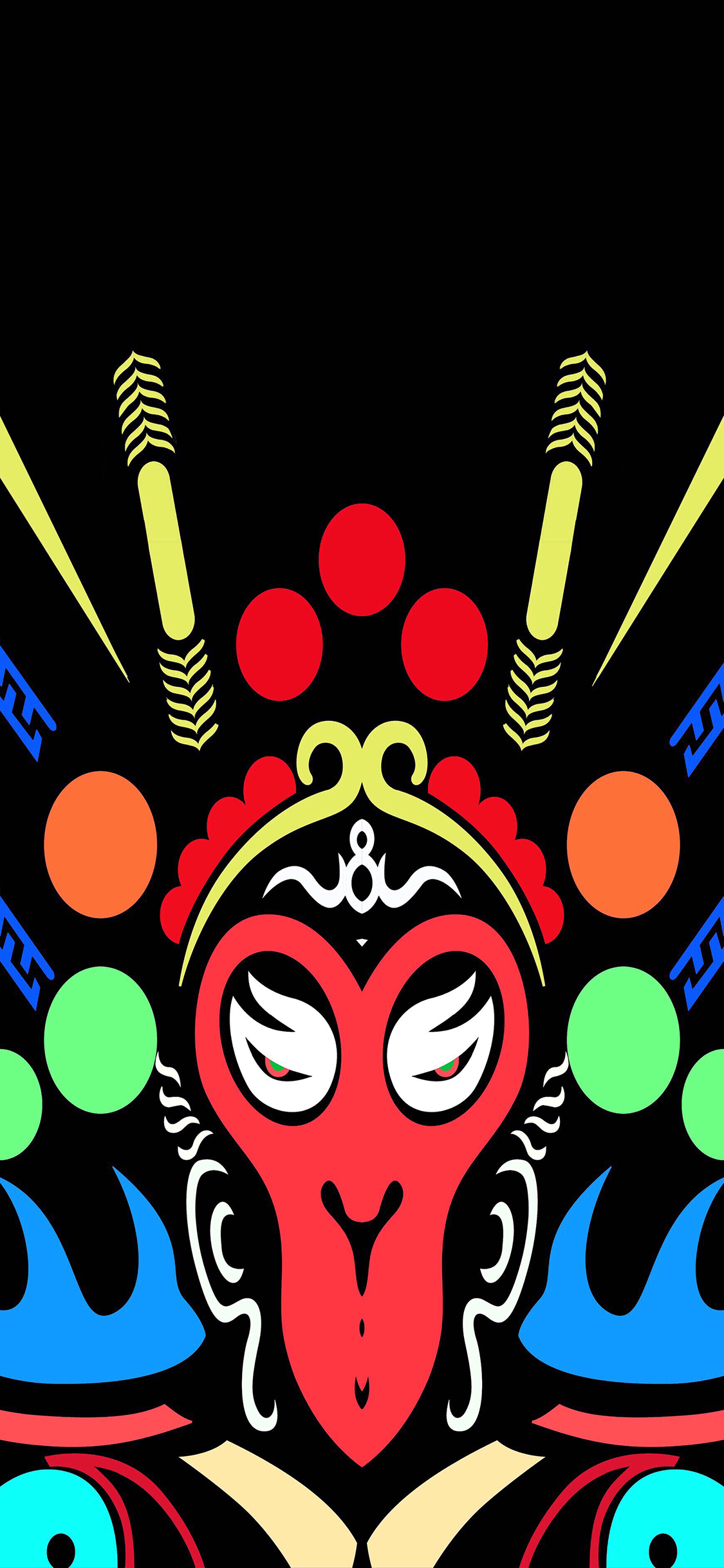 [2436×1125]孙悟空 平面 美猴王 京剧 色彩 苹果手机动漫壁纸图片