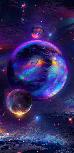 [2436x1125]宇宙 行星 星球 梦幻 色彩 苹果手机动漫壁纸图片
