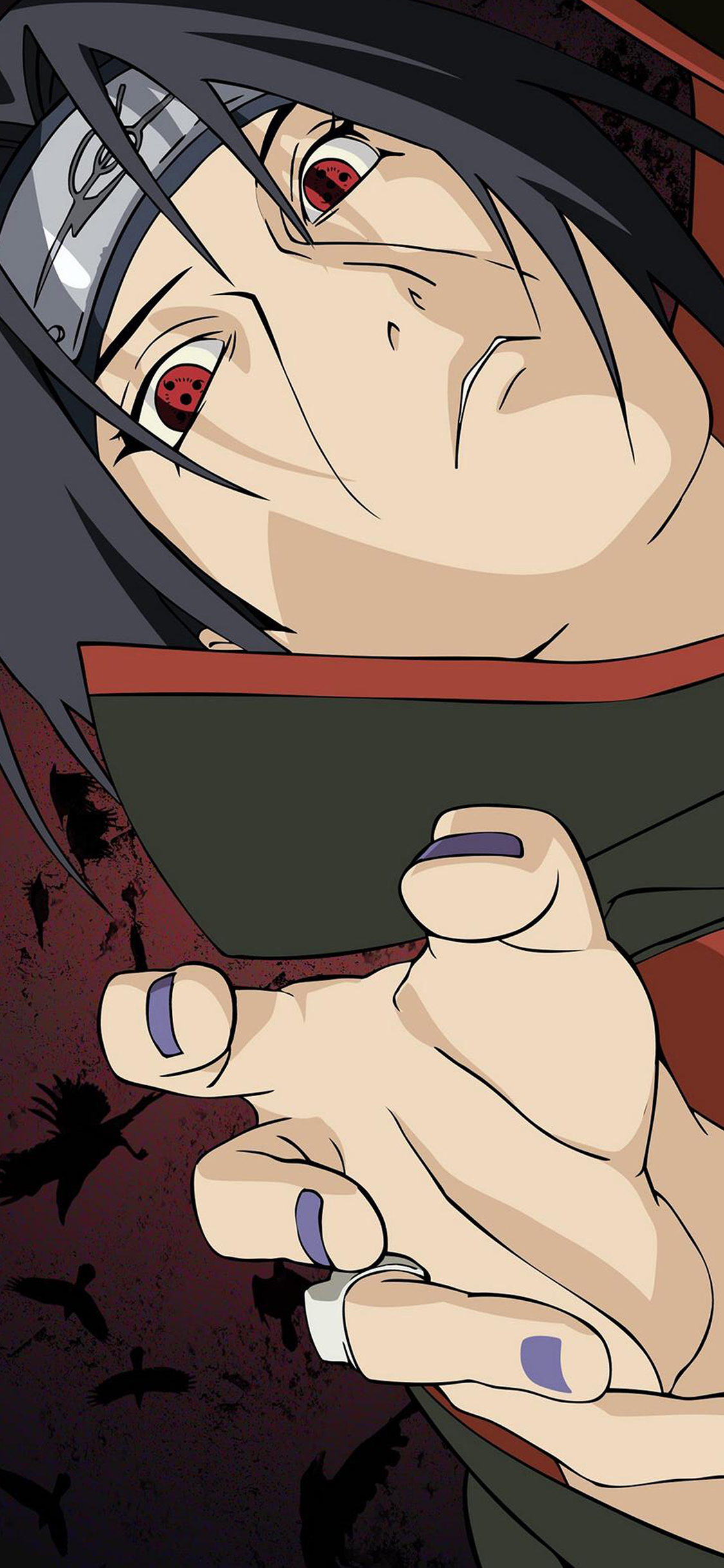 [2436×1125]宇智波鼬 火影忍者 日本 漫画 手 苹果手机动漫壁纸图片