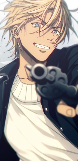 [2436x1125]安室透 名侦探柯南 手枪 日本 漫画 苹果手机动漫壁纸图片