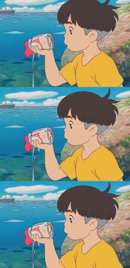 [2436x1125]宫崎骏 动漫 悬崖上的金鱼姬 宗介 波妞 苹果手机动漫壁纸图片