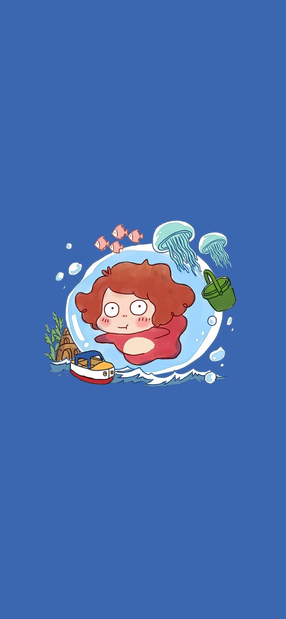 [2436×1125]宫崎骏 日漫 悬崖上的金鱼姬 苹果手机动漫壁纸图片