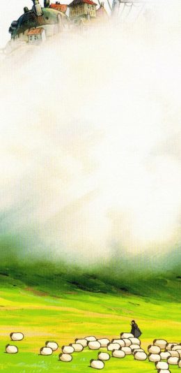 [2436x1125]宫崎骏动漫 哈尔滨的移动城堡 苹果手机动漫壁纸图片