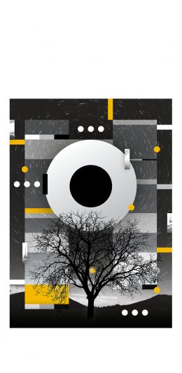 [2436x1125]封面 树木 圆形 黑白 设计 结构 苹果手机动漫壁纸图片