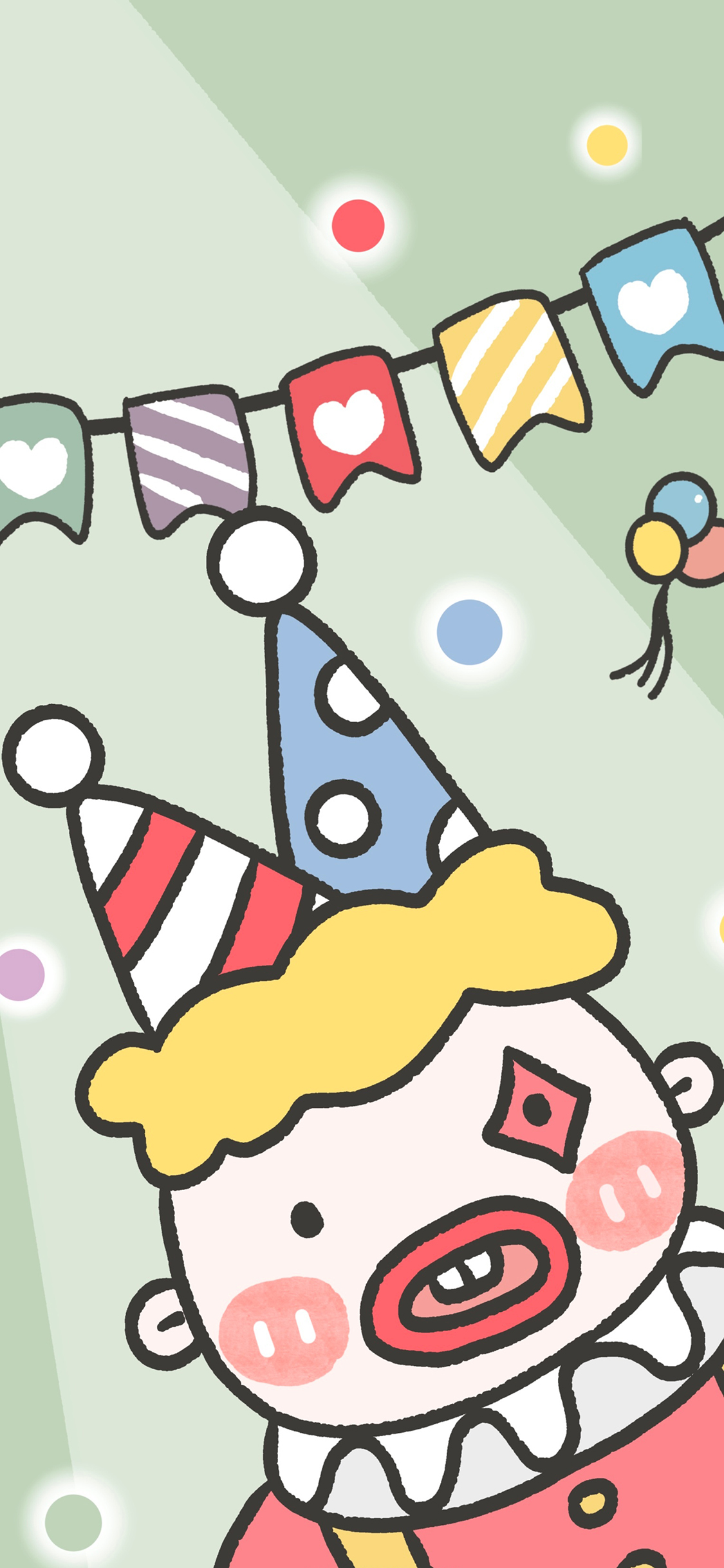 [2436×1125]小丑 色彩 可爱 彩妆 苹果手机动漫壁纸图片