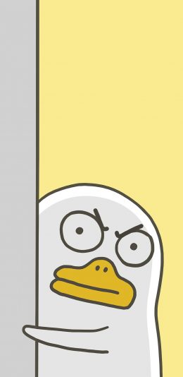 [2436x1125]小刘鸭 卡通 墙 暗中观察 皱眉 苹果手机动漫壁纸图片