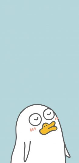 [2436x1125]小刘鸭 害羞 可爱 卡通 苹果手机动漫壁纸图片