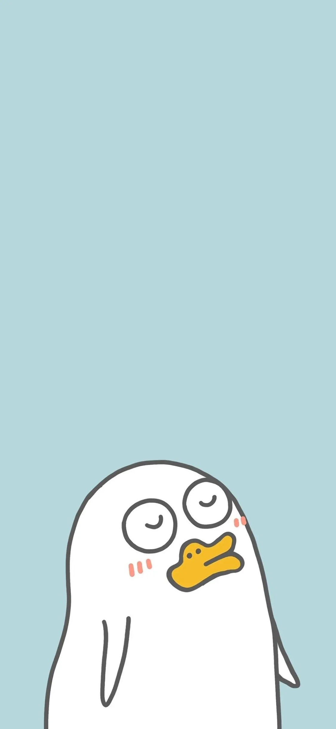 [2436×1125]小刘鸭 害羞 可爱 卡通 苹果手机动漫壁纸图片