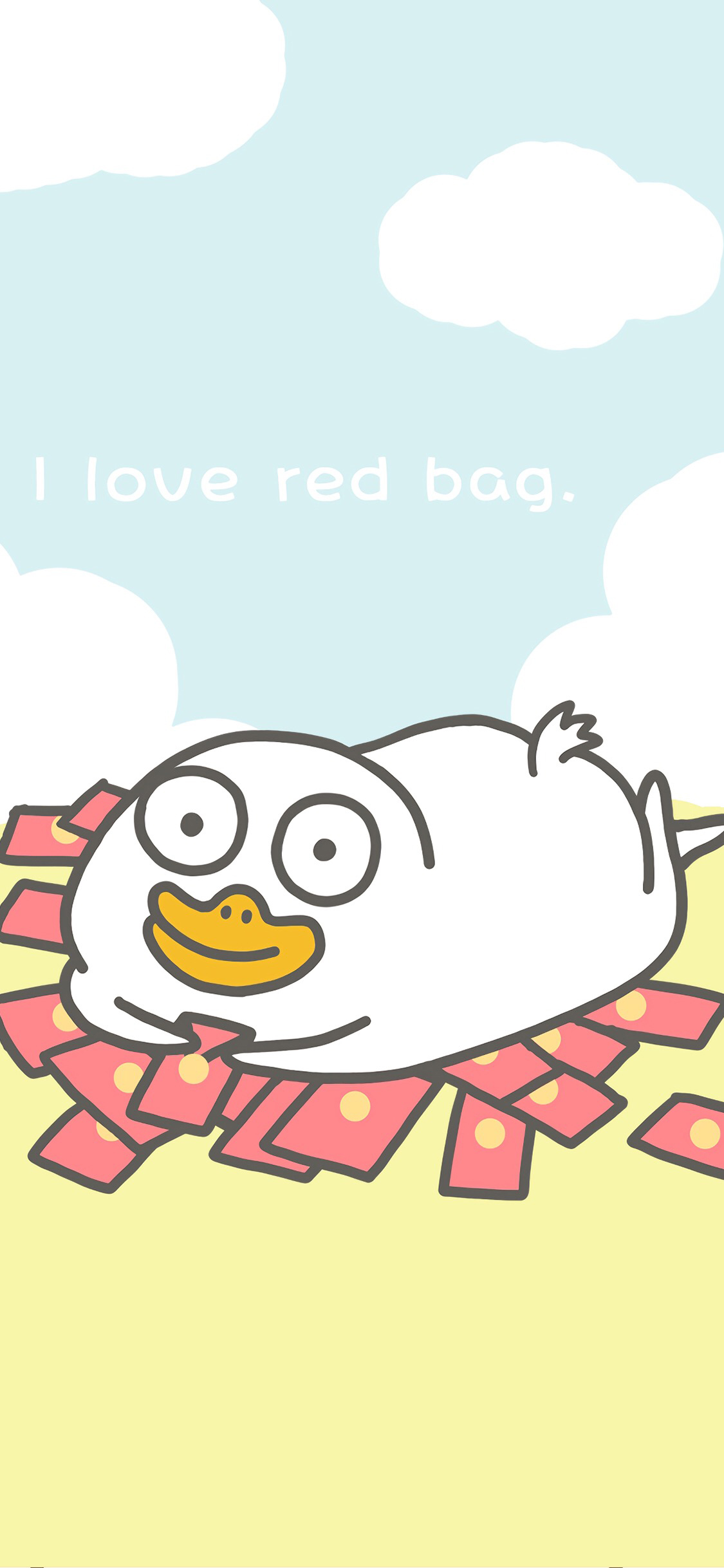 [2436×1125]小刘鸭 我喜欢红包 卡通 可爱 苹果手机动漫壁纸图片