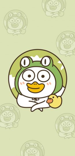 [2436x1125]小刘鸭 鸭子 青蛙 苹果手机动漫壁纸图片