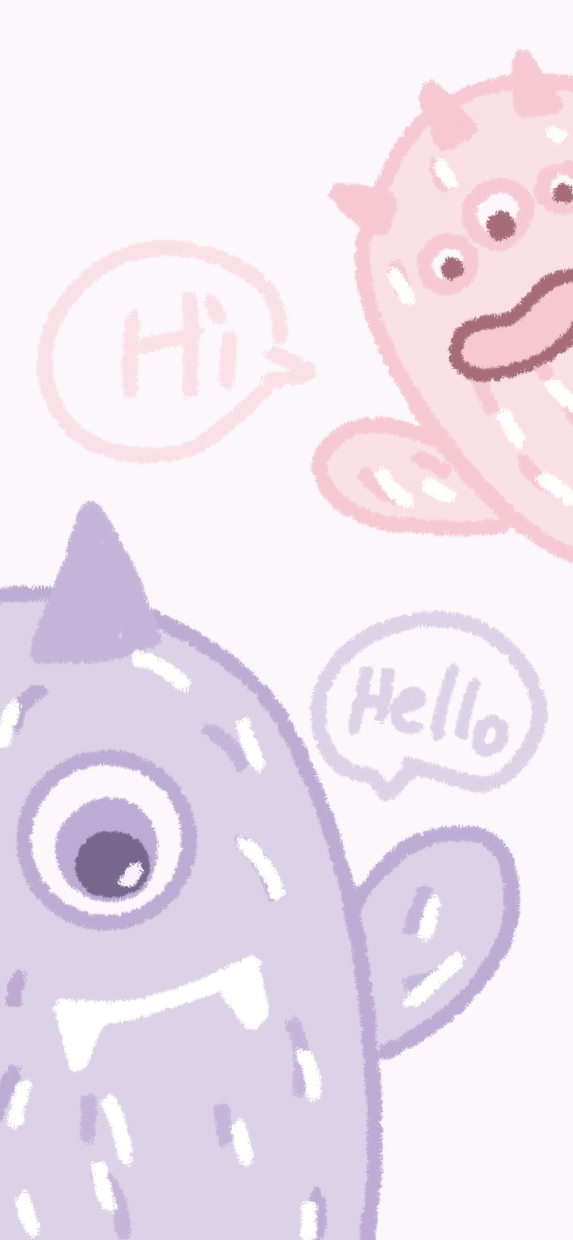 [2436×1125]小怪兽 hello hi 独角兽 苹果手机动漫壁纸图片