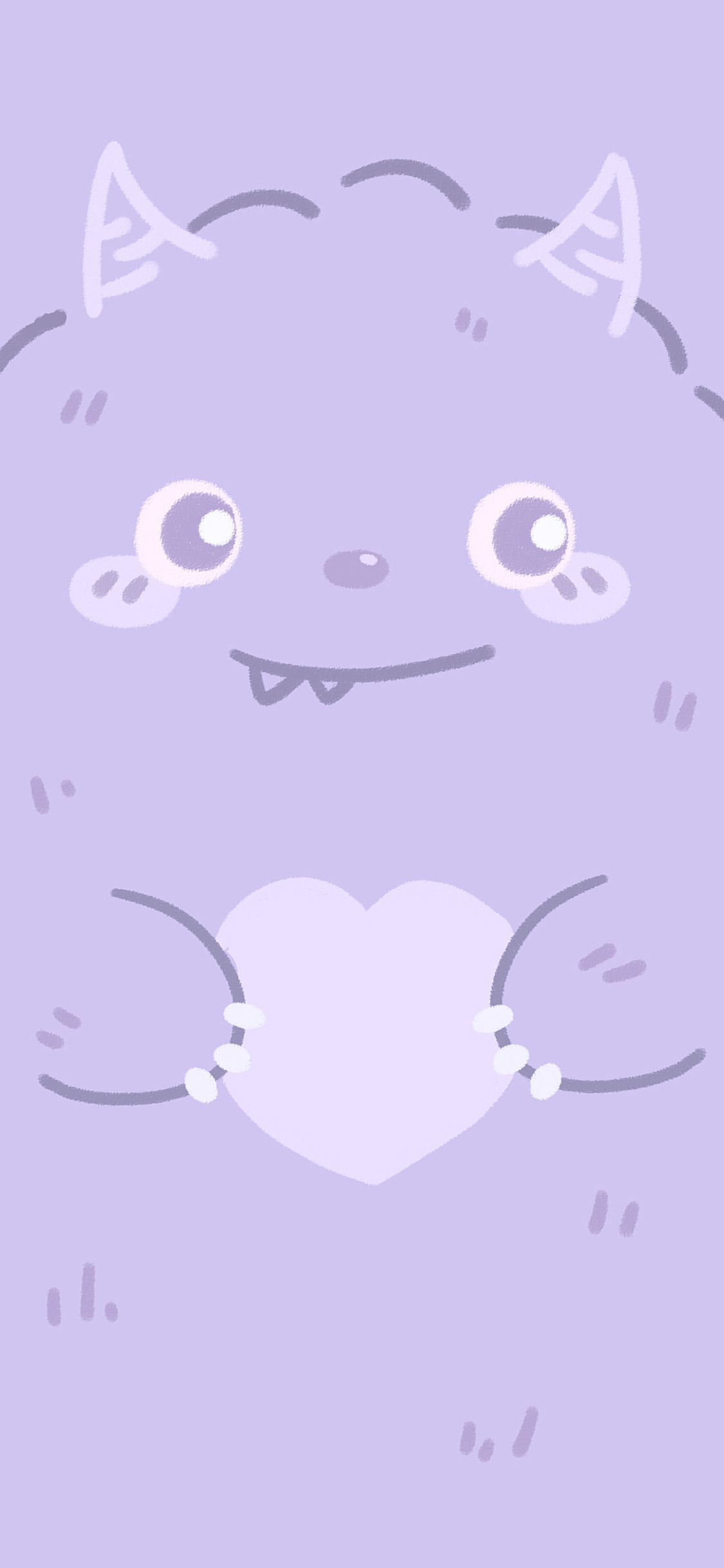 [2436×1125]小怪兽 可爱 爱心 紫 苹果手机动漫壁纸图片