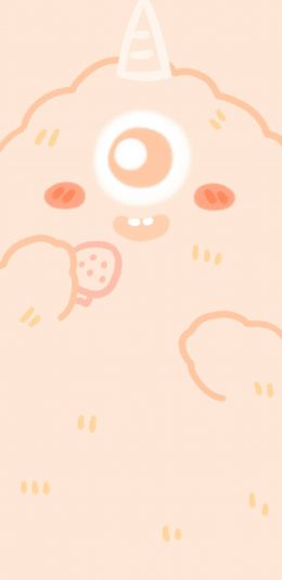 [2436x1125]小怪兽 可爱 独角 黄 草莓 苹果手机动漫壁纸图片