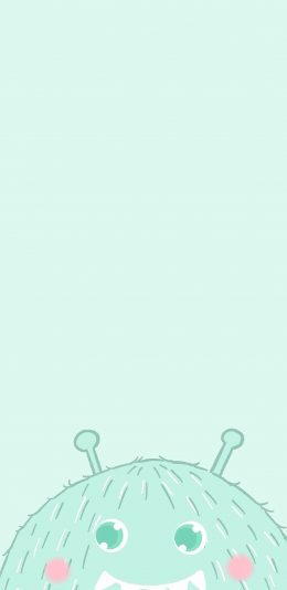 [2436x1125]小怪兽 可爱 绿色 苹果手机动漫壁纸图片