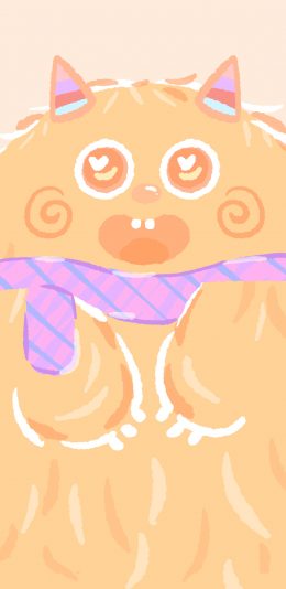 [2436x1125]小怪兽 可爱 萌 黄色 苹果手机动漫壁纸图片