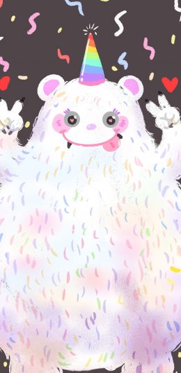 [2436x1125]小怪兽 白 色彩 可爱 苹果手机动漫壁纸图片