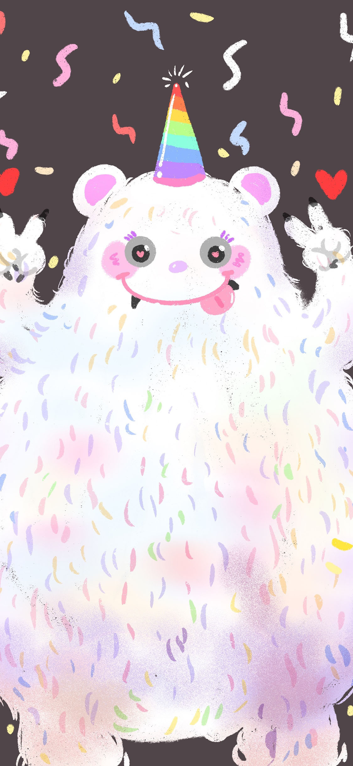 [2436×1125]小怪兽 白 色彩 可爱 苹果手机动漫壁纸图片