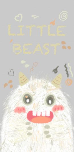 [2436x1125]小怪兽 白色 可爱 牙齿 苹果手机动漫壁纸图片