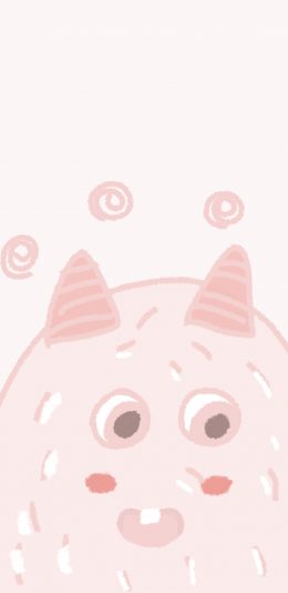 [2436x1125]小怪兽 粉 可爱 门牙 苹果手机动漫壁纸图片