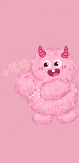 [2436x1125]小怪兽 粉 小猪猪 苹果手机动漫壁纸图片
