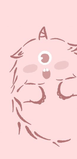 [2436x1125]小怪兽 粉 独眼 独角 可爱 苹果手机动漫壁纸图片