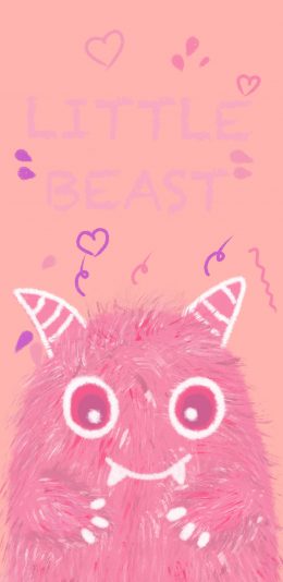 [2436x1125]小怪兽 粉色 可爱 牙齿 苹果手机动漫壁纸图片
