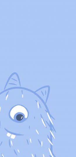 [2436x1125]小怪兽 蓝 可爱 门牙 苹果手机动漫壁纸图片