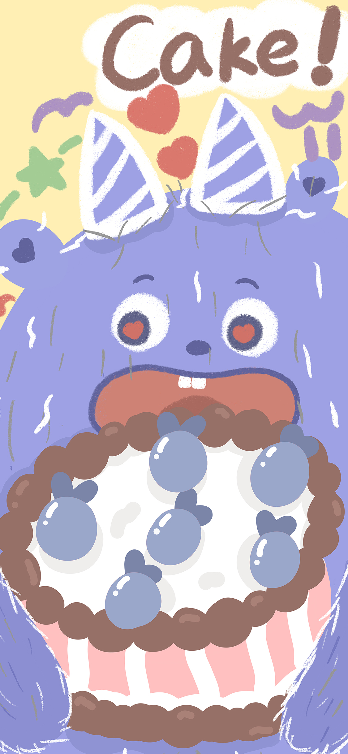 [2436×1125]小怪兽 蛋糕 cake 卡通 苹果手机动漫壁纸图片
